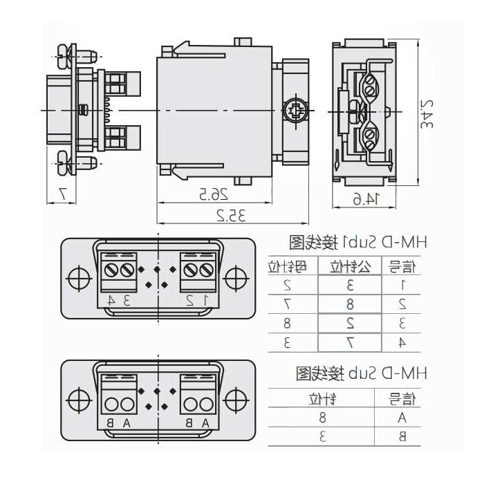 HM module, female connector, HM-D Sub1-F, 09140094151